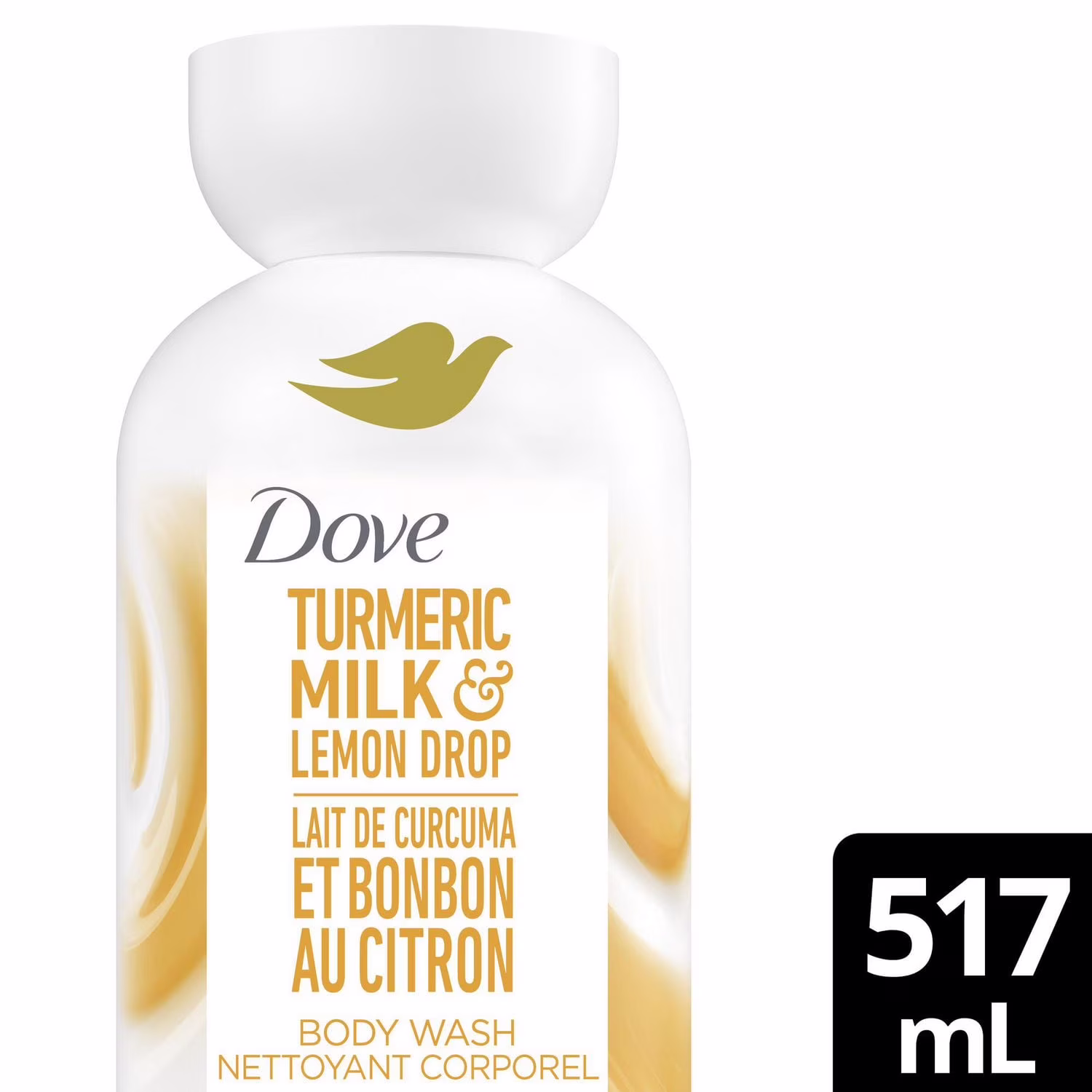 Dove  lait végétal gel douche nettoyant pour une peau hydratée curcuma & citron. sans nettoyants au sulfate ni parabènes. ph équilibré