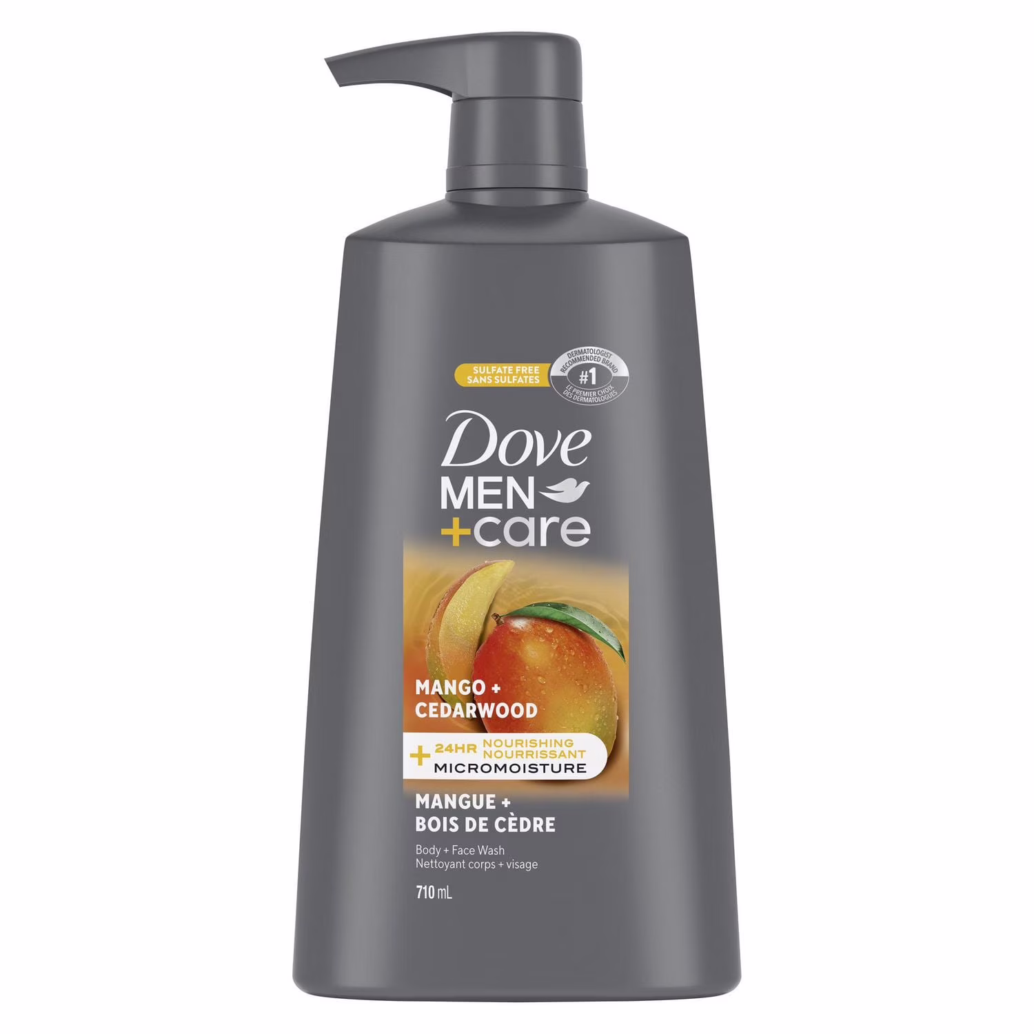 Dove men+care nettoyant corps et visage mangue + bois de cèdre nourrissant 24 h.