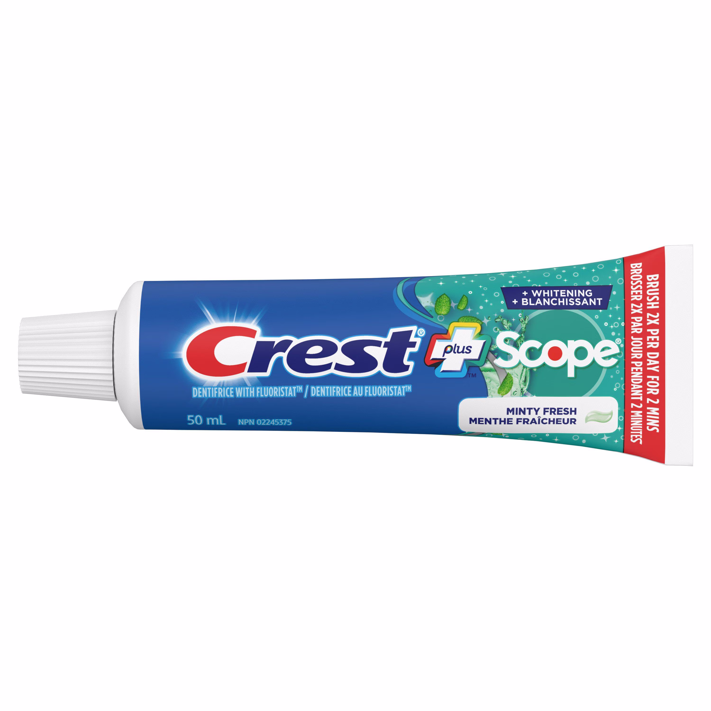 Dentifrice crest blanchissant plus scope. menthe fraîcheur. 50& ml