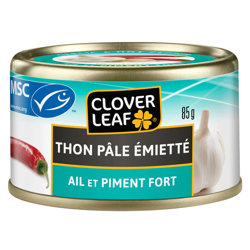 Clover Leaf Thon pâle émietté à l'ail et au piment fort 85 g