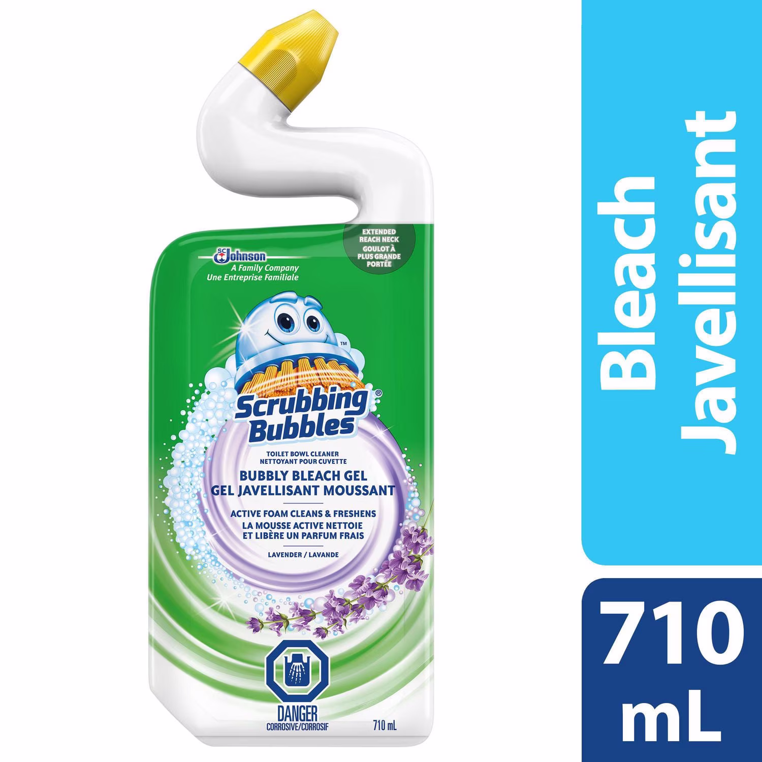 Scrubbing bubbles gel javellisant moussant nettoyant pour cuvette. nettoie. blanchit et rafraîchit. parfum lavande.