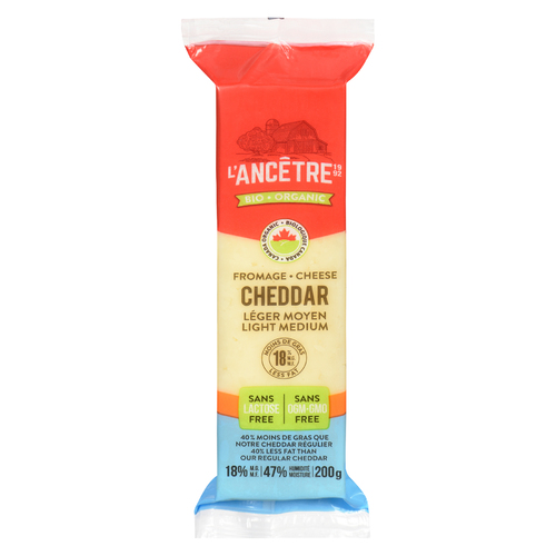 L'Ancêtre Fromage cheddar moyen léger biologique 200 g