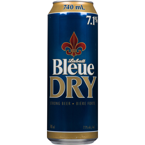 Labatt Bleue Dry Bière blonde en canette - 7.1% alcool 740 ml
