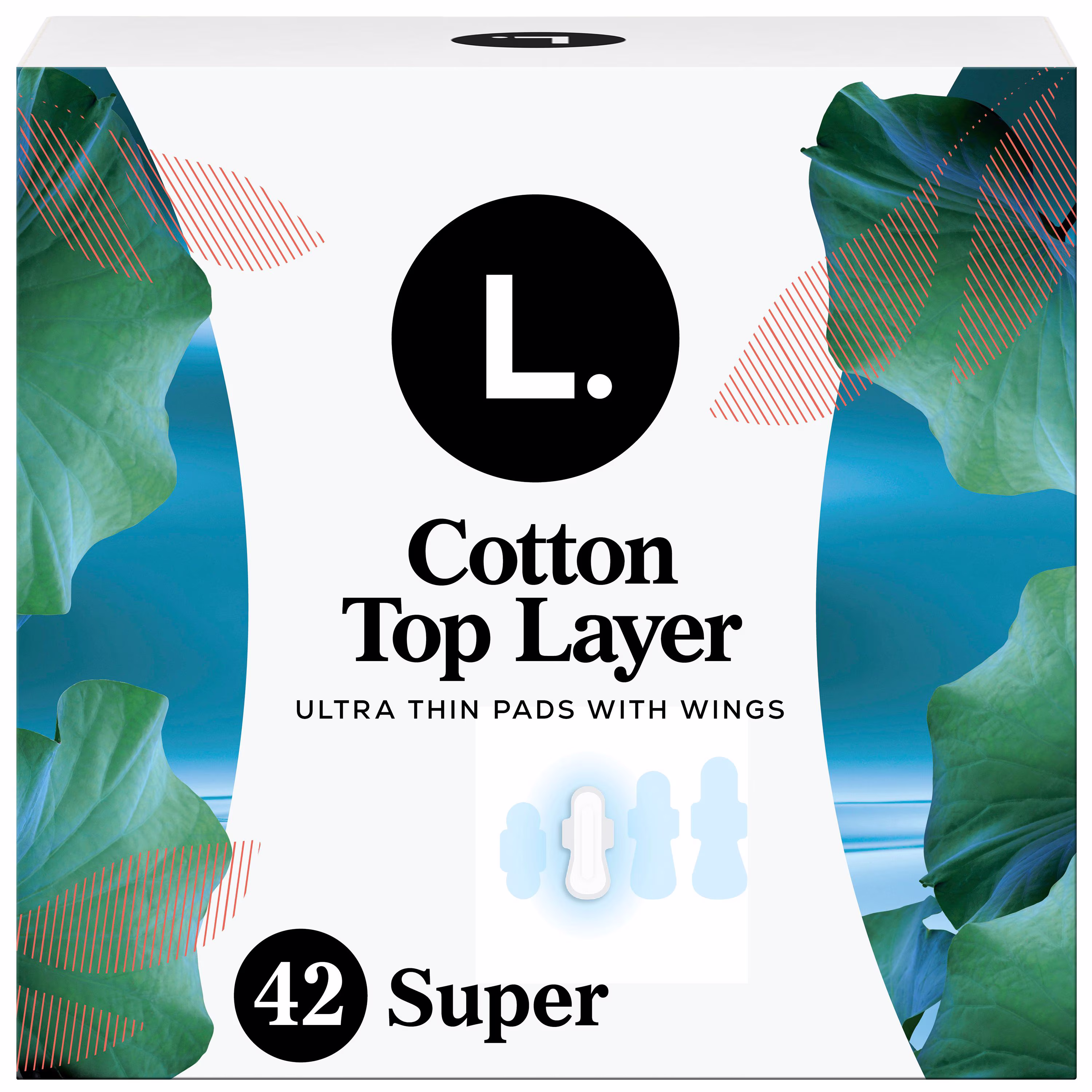 Serviettes menstruelles l. ultraminces pour femmes. degré dabsorption super. voile supérieur en coton biologique. avec ailes 42 unité