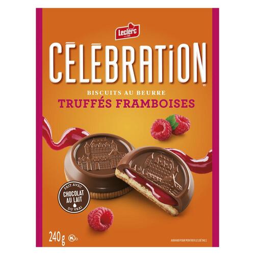 Leclerc Célébration Biscuits au beurre truffés framboise 240 g