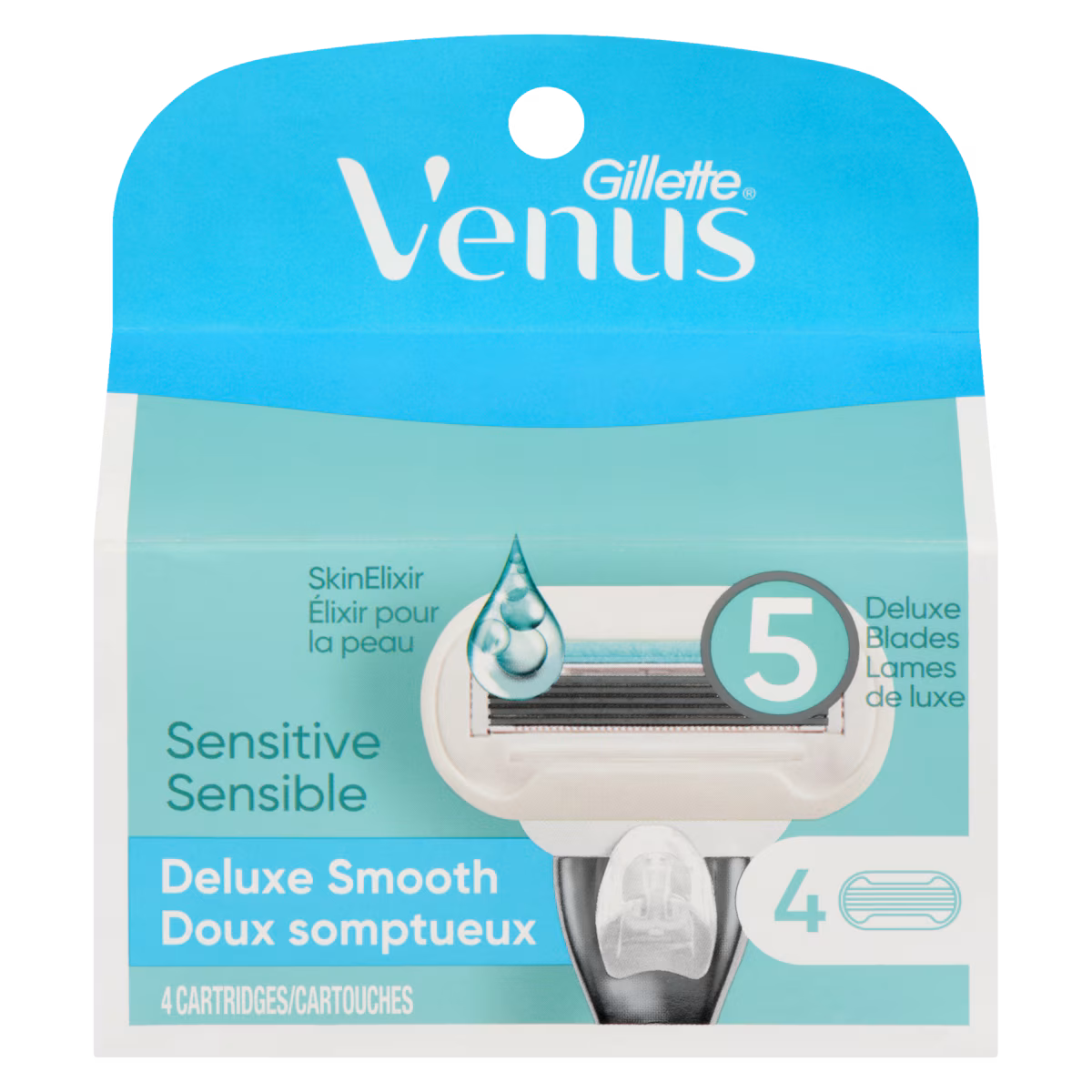 Lames de rasoir venus extra smooth sensitive pour femmes, 4cartouches