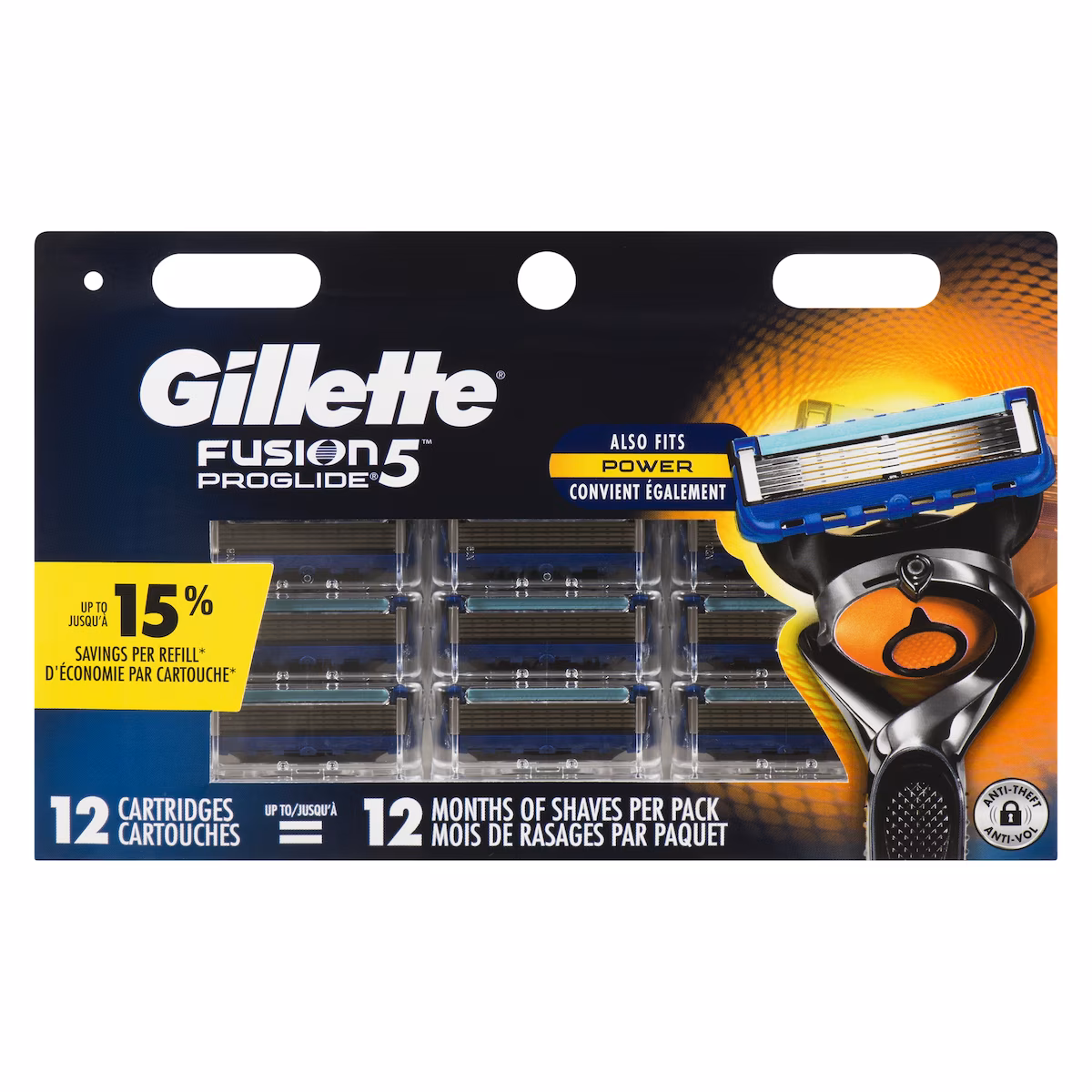 Cartouches de rechange de rasoir  ProGlide pour hommes, 12 cartouches de rasoir pour manche de rasoir Flex-pivot, cartouches à 5 lames de rasoir, lame de précision pour hommes