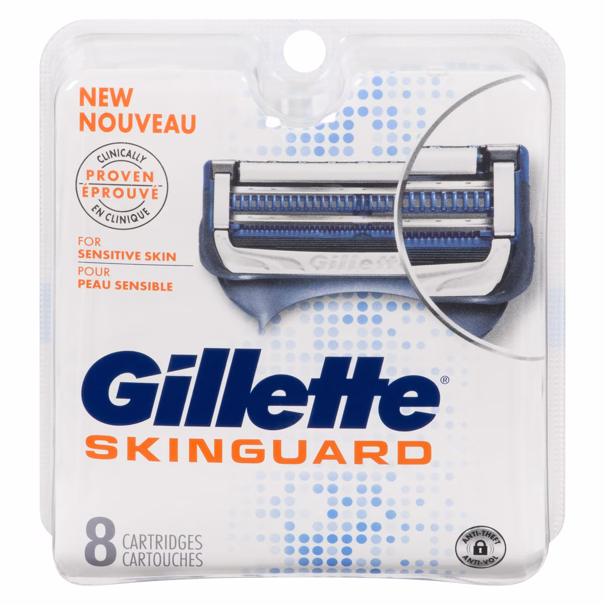 Lames de rechange de rasoir pour hommes SkinGuard, 8lames de rechange