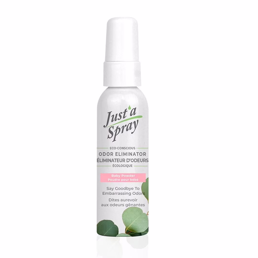 Just'a spray éliminateur d'odeurs gênantes. poudre de bébe. . vaporisateur avant utilisation de la cuvette just'a spray éliminateur d'odeurs gênantes. poudre de bébe. . vaporisateur avant utilisation de la cuvette. jusqu'à 400 vaporisations