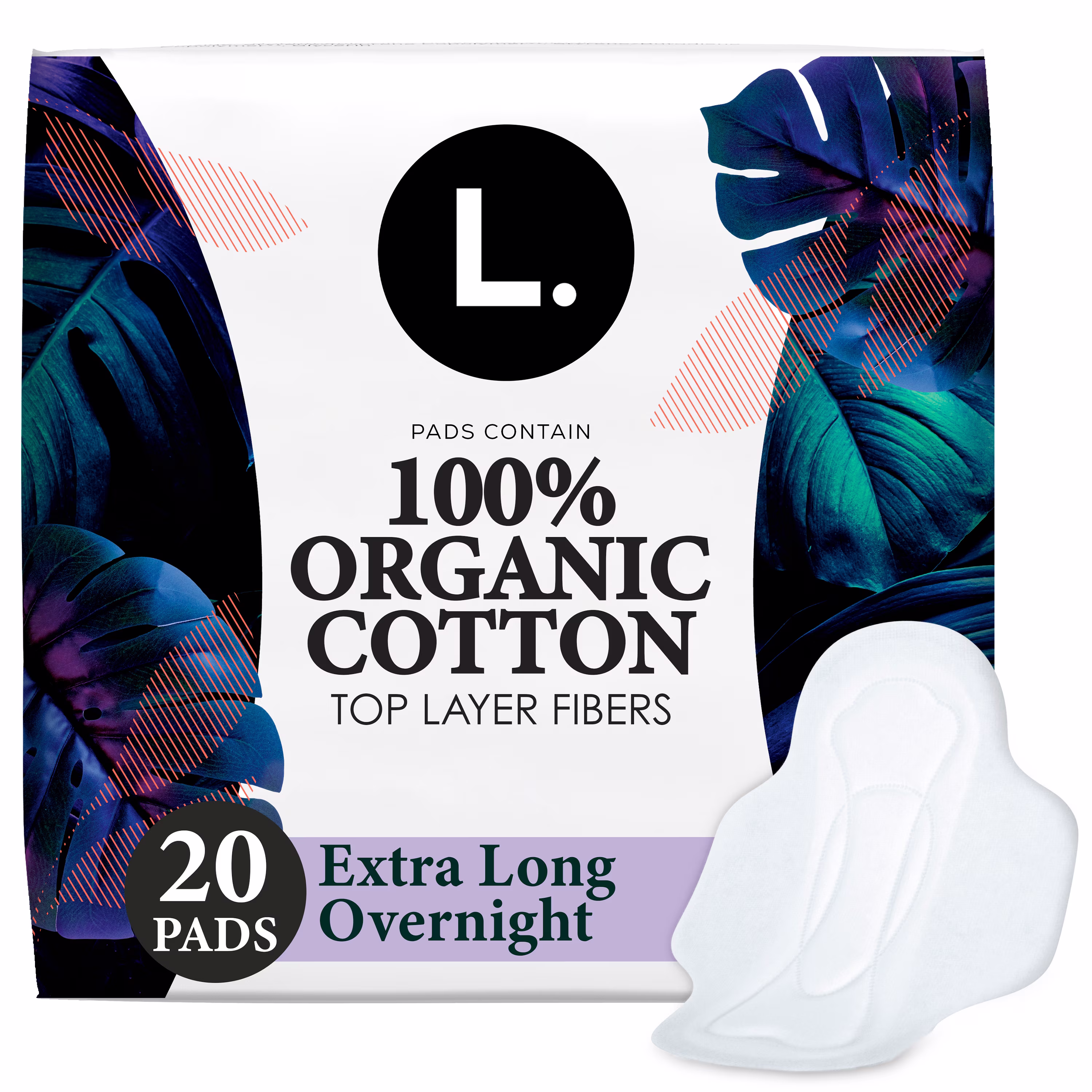 Serviettes menstruelles l. ultraminces pour femmes. extra longues. degré dabsorption de nuit. voile supérieur en coton biologique. avec ailes. 20u
