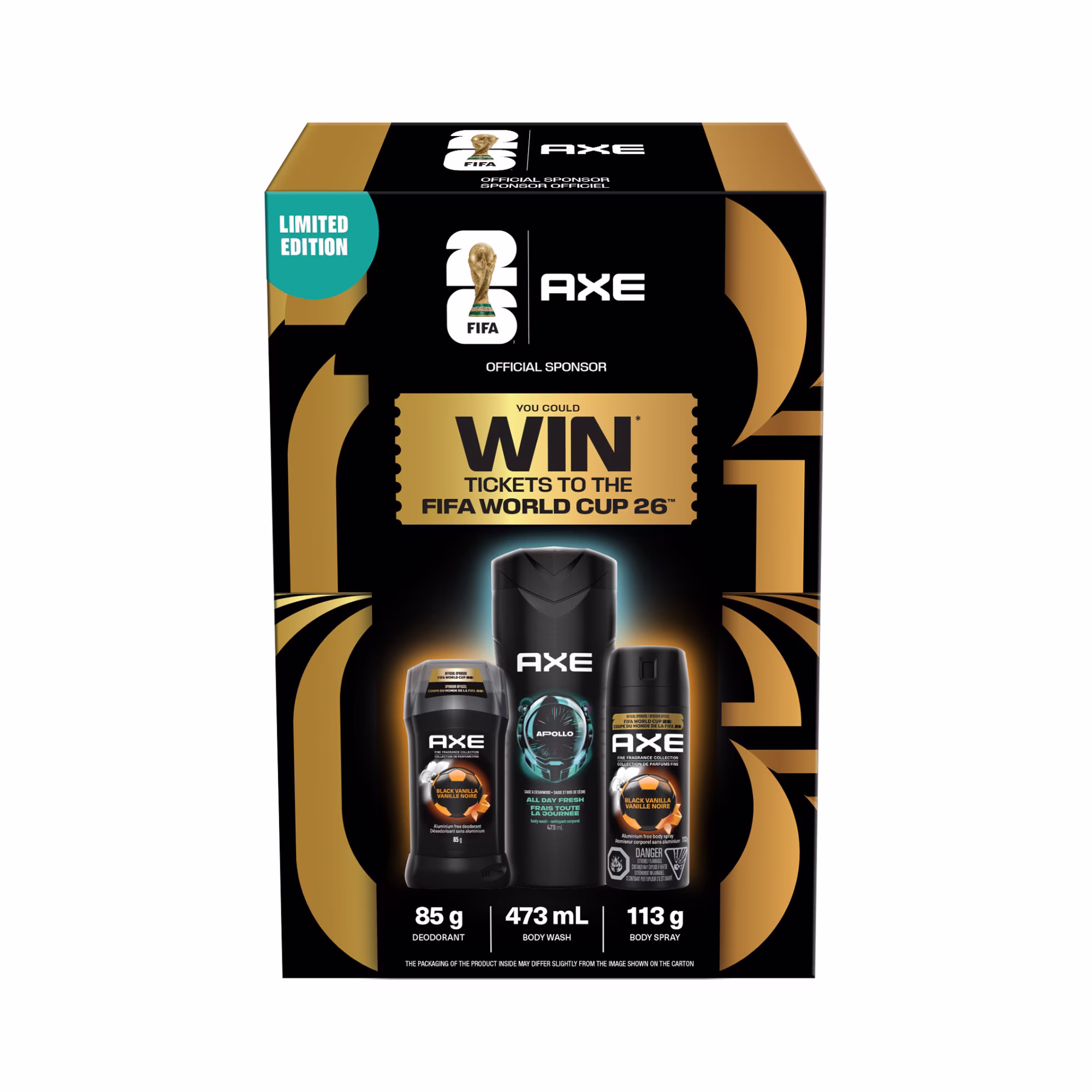Coffret-cadeau avec billet doré en édition limitée coupe du monde de l axe