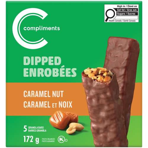 Compliments Barres granola enrobées au caramel et aux noix 172 g
