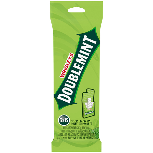 Wrigley doublemint. menthe. gomme à mâcher. 15 palettes 3 emballages