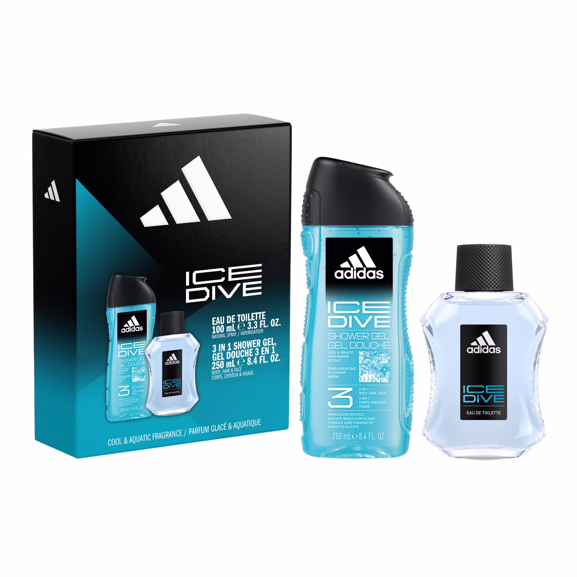 Coffret cadeau ice dive comprenant une eau de toilette et un gel douche