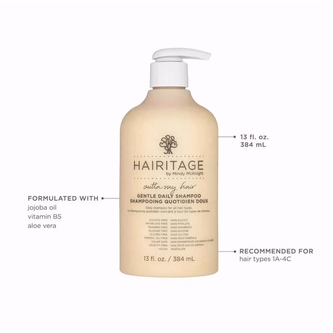 Hairitage outta my hair shampooing hydratant quotidien doux à l'huile de jojoba et à l'aloe vera 5.