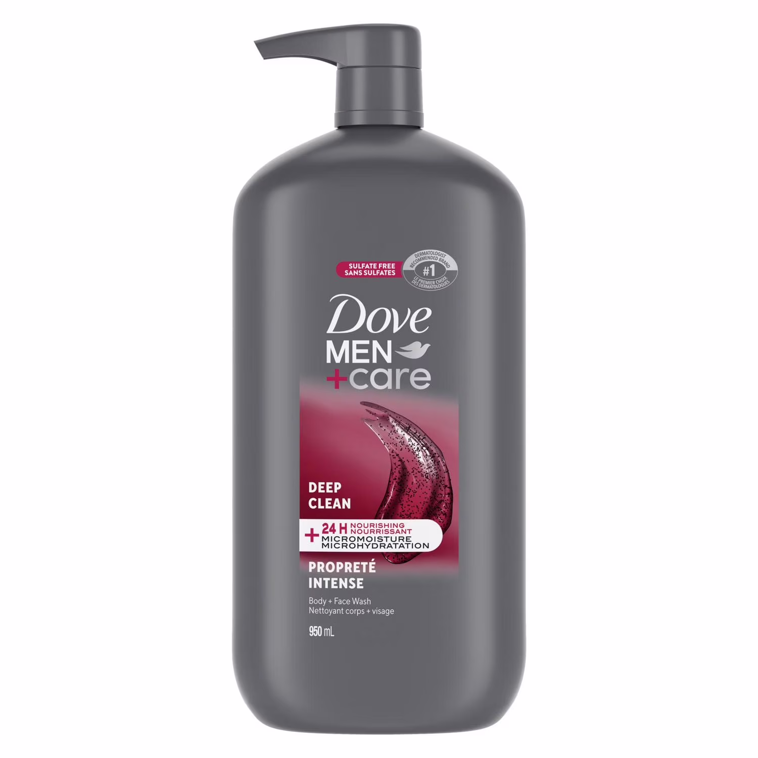 Dove men+care nettoyant corps + visage propreté intense nourrissant 24 h.