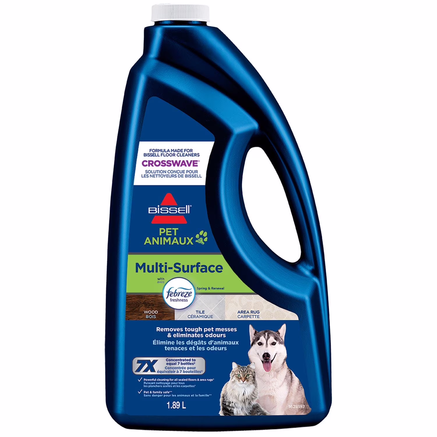 Solution nettoyante multisurface pet avec febreze pour les appareils crosswave (1.89 l) de bissell pour empreintesdégâts animaux