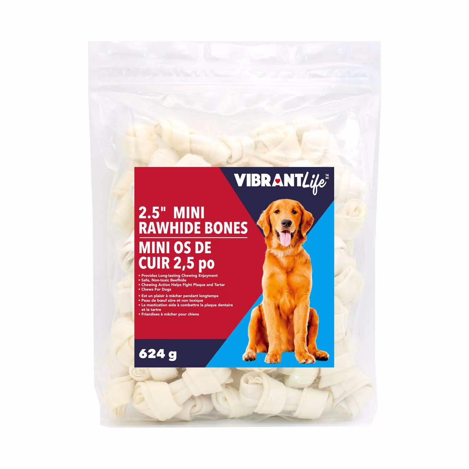 Vibrantlife os de cuir 2.5 po friandises à mâcher pour chiens