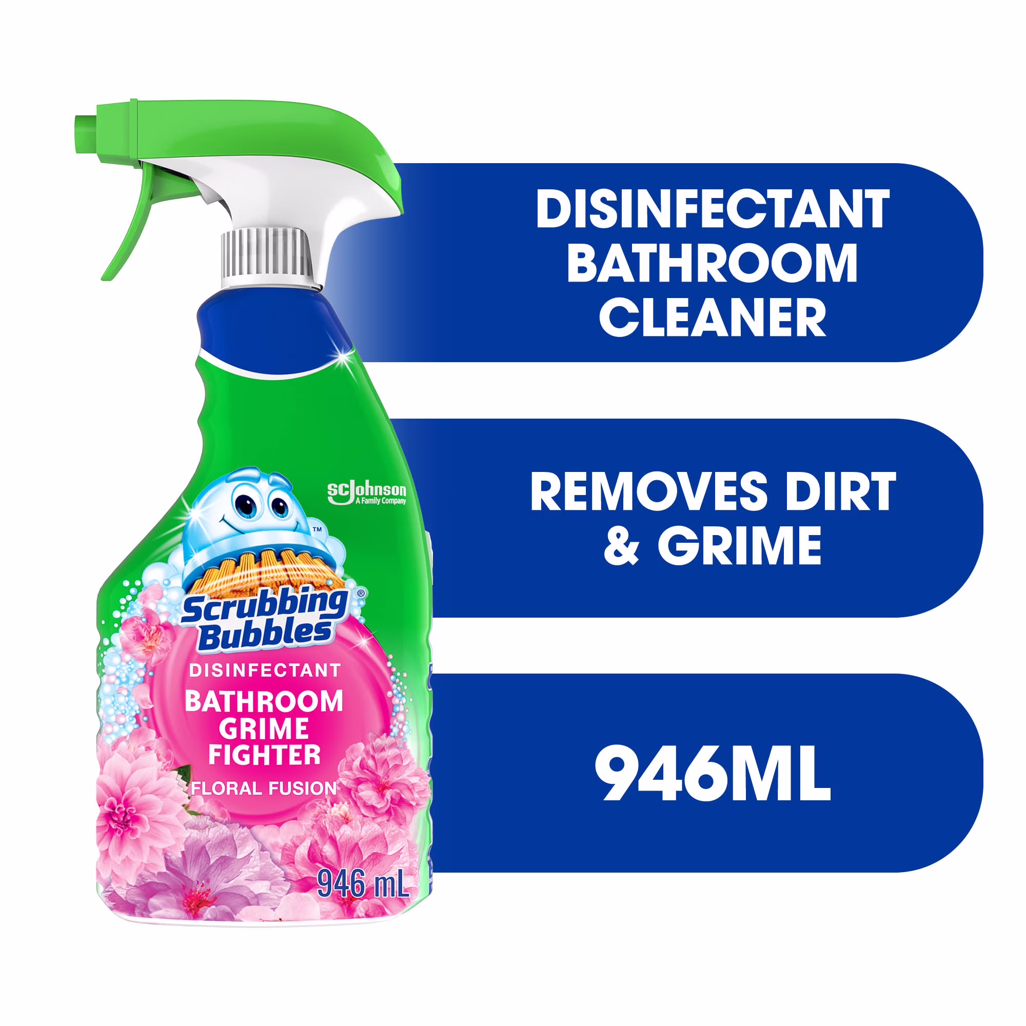 Scrubbing bubbles grime fighter. parfum de fusion florale.