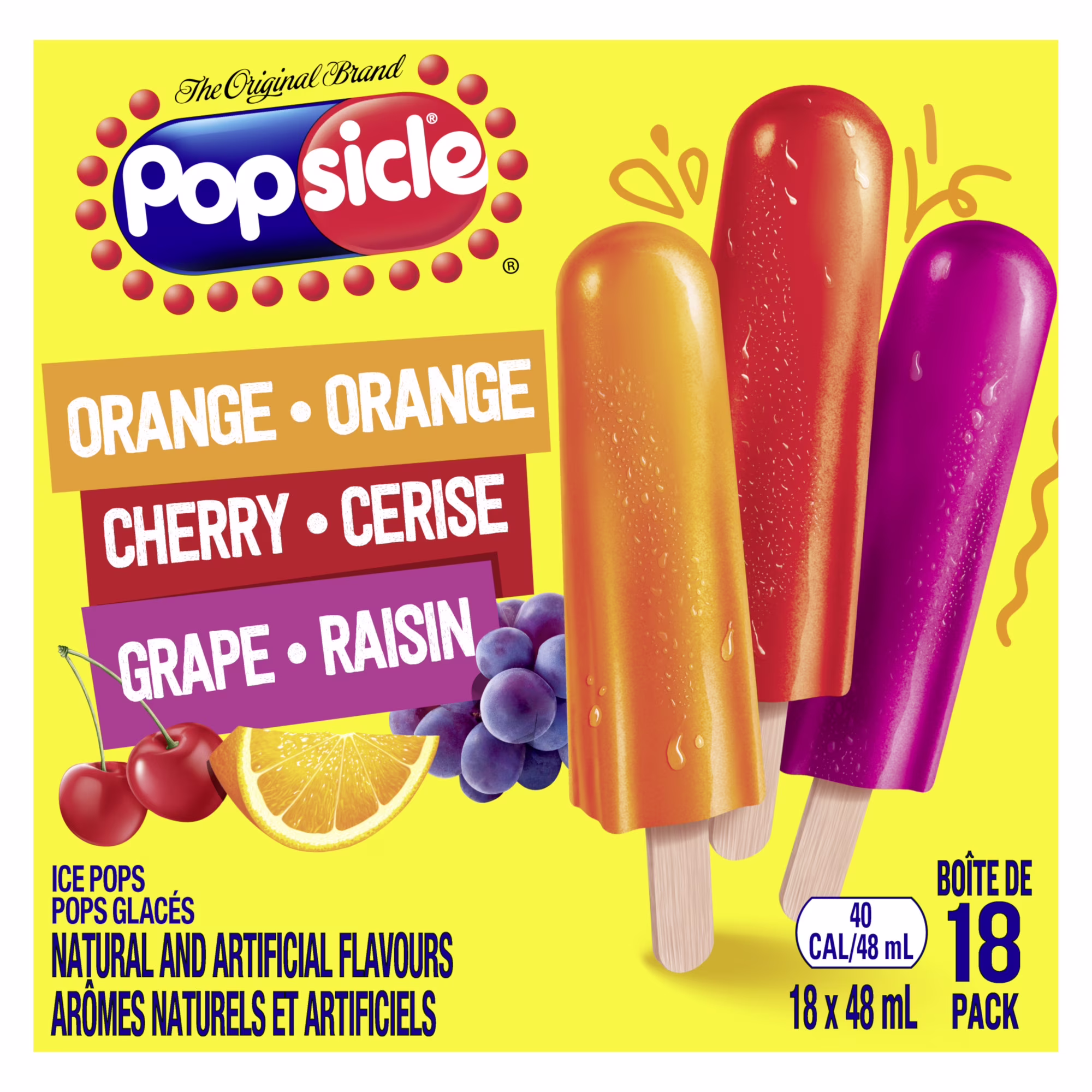 Popsicle orange cerise raisin 18 pk