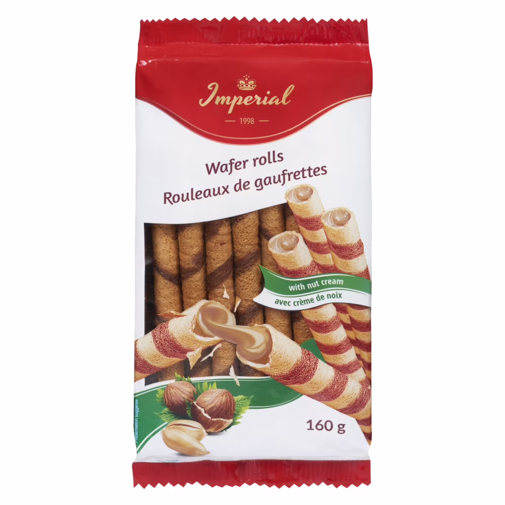 Roulades de gaufrettes imperial à la crème de noisette.  gaufrettes noisette