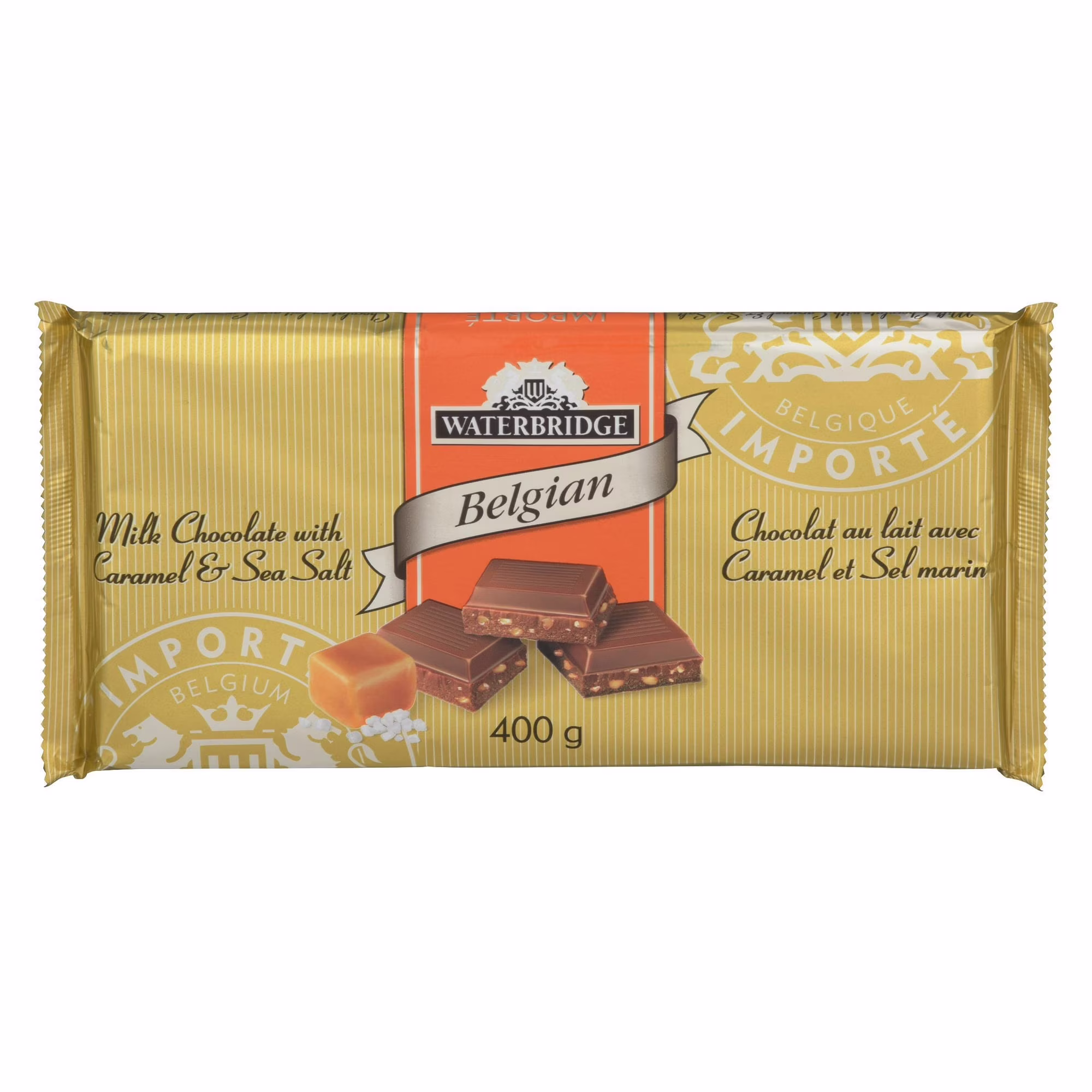 Waterbridge barre de chocolat premium caramel et sel de mer. rams