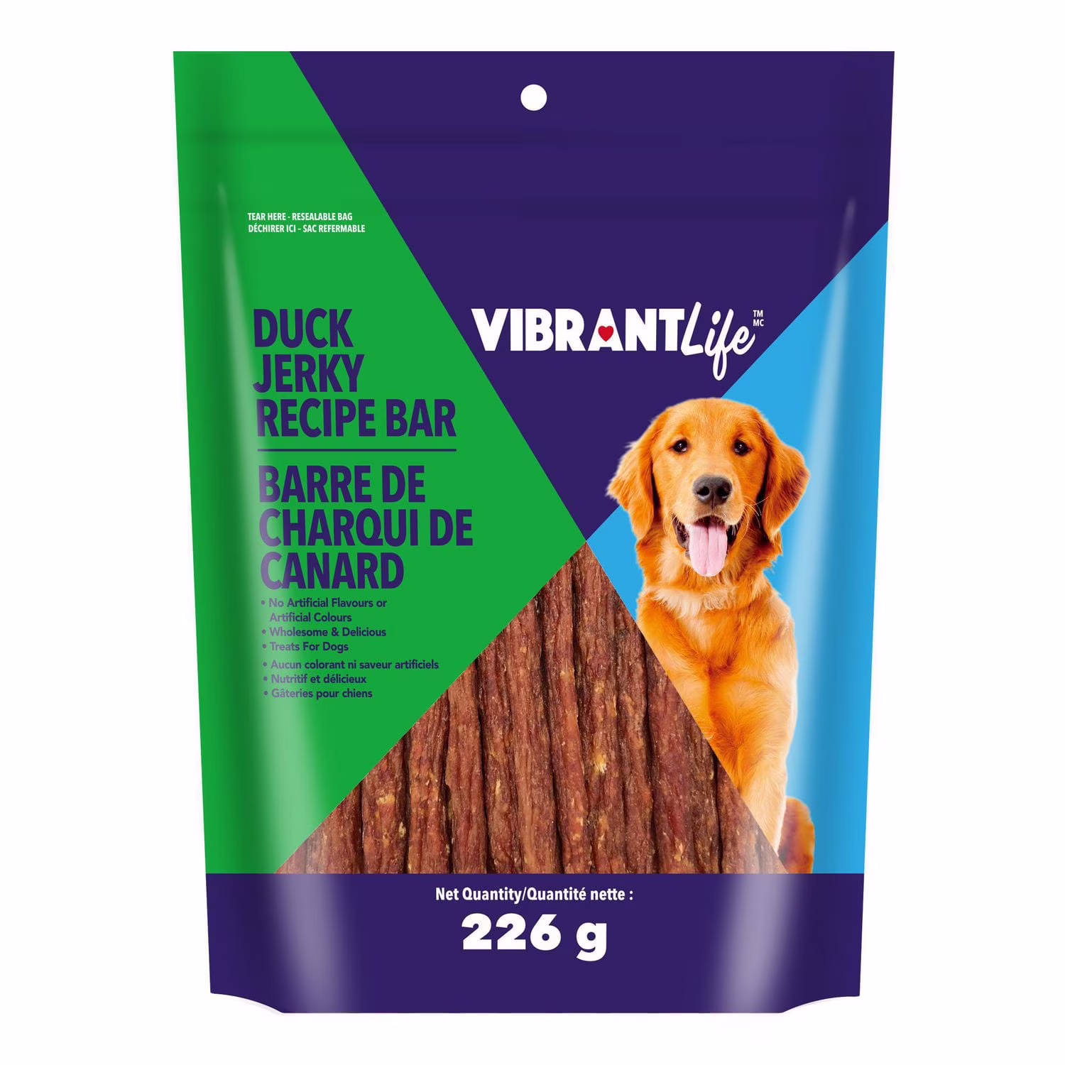 Vibrant life  gâterie pour chien au charqui de canard