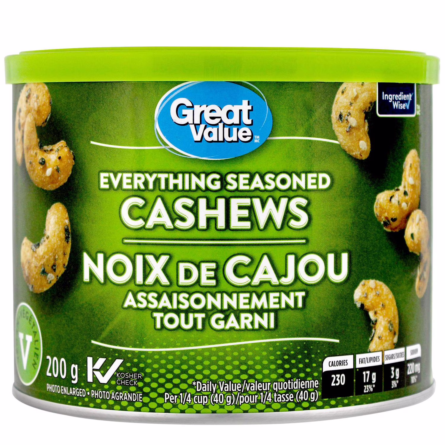 Noix de cajou toutes garnies great value