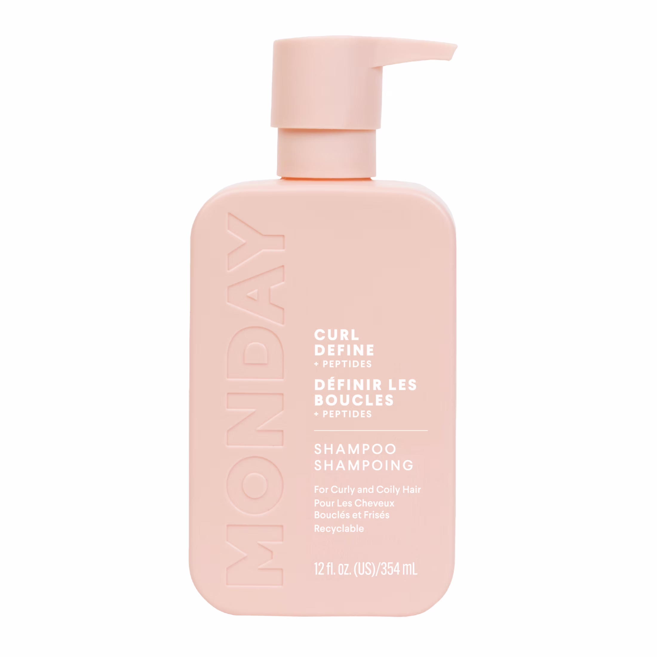 Monday haircare curl define shampooing avec peptides. huile de noix de coco et provitamine b5 pour les boucles de tous types  cheveux bouclés et frisés