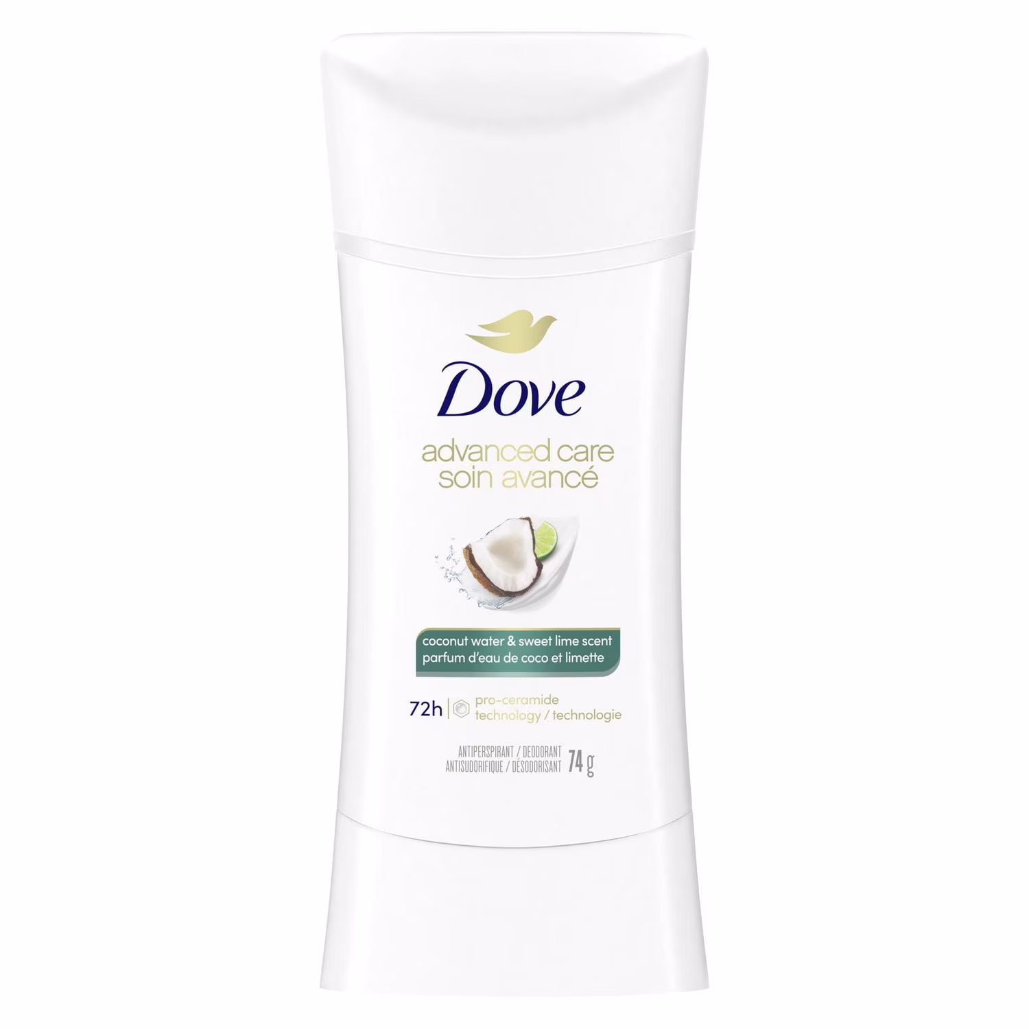 Dove soin avancé désodorisant antisudorifique eau de coco et limette.