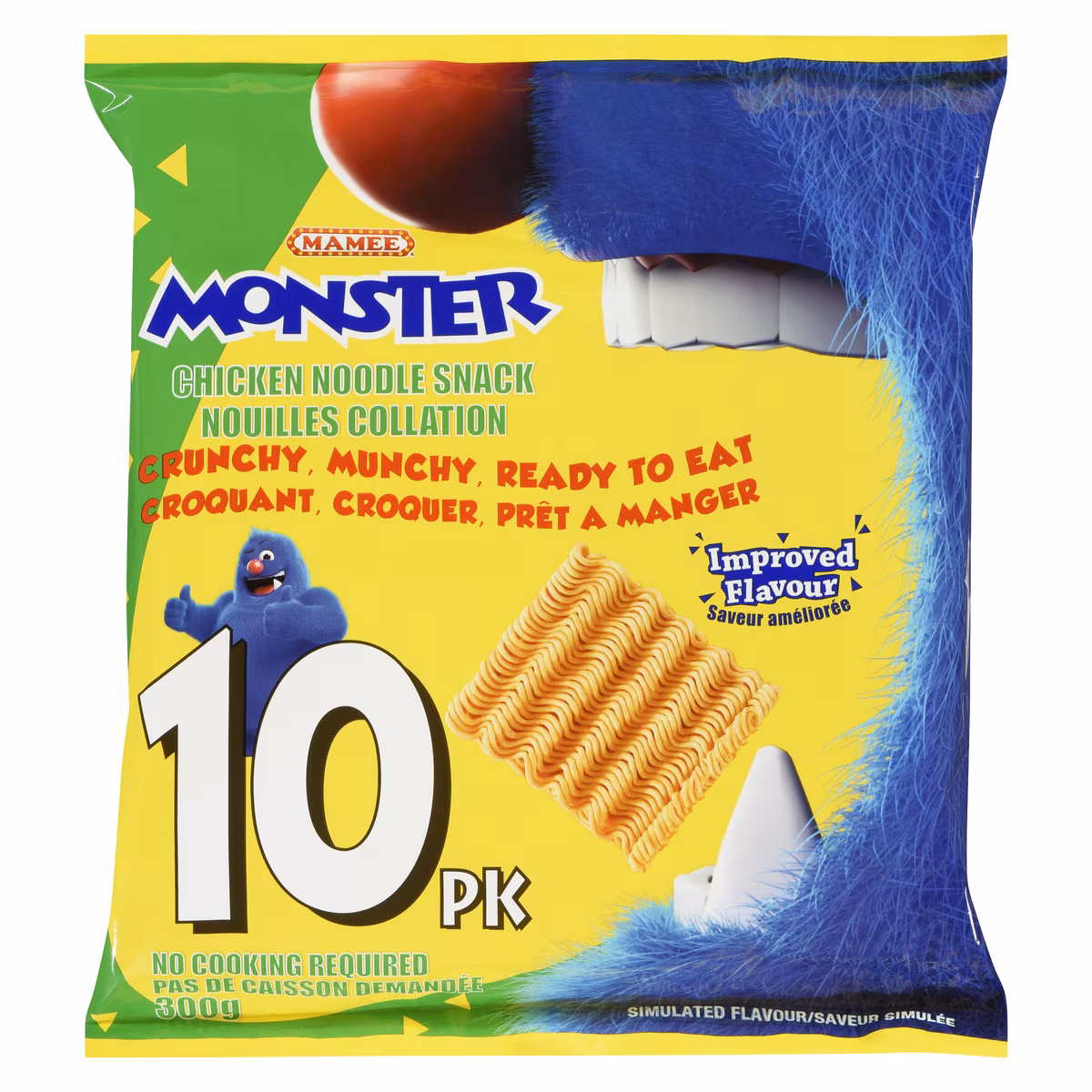 Nouilles collation Monster à saveur de poulet