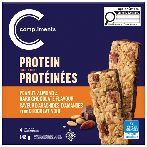 Compliments Barres de protéines arachides amandes et chocolat noir 148 g