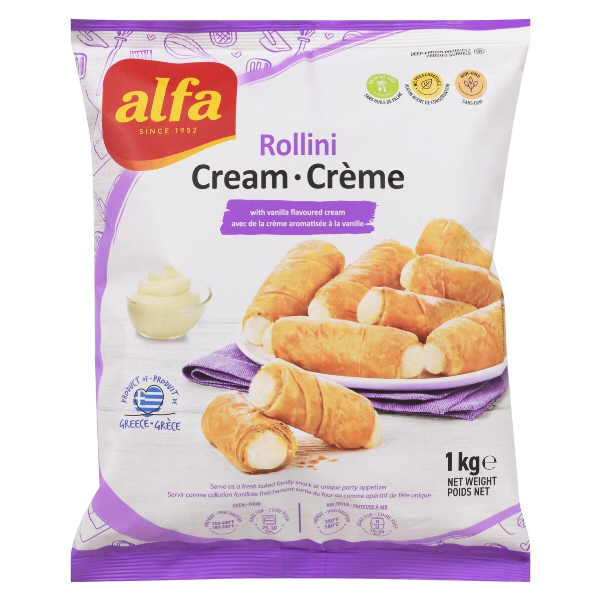 Rollini crème avec de la crème aromatisée à la vanille