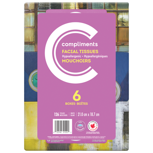 Compliments Mouchoirs en papier 2 plis 6 boîtes x 126 feuilles