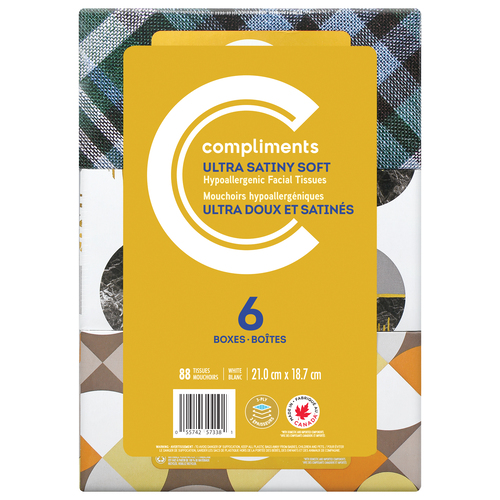 Compliments Mouchoirs en papier ultra doux 3 plis 6 boîtes x 88 feuilles