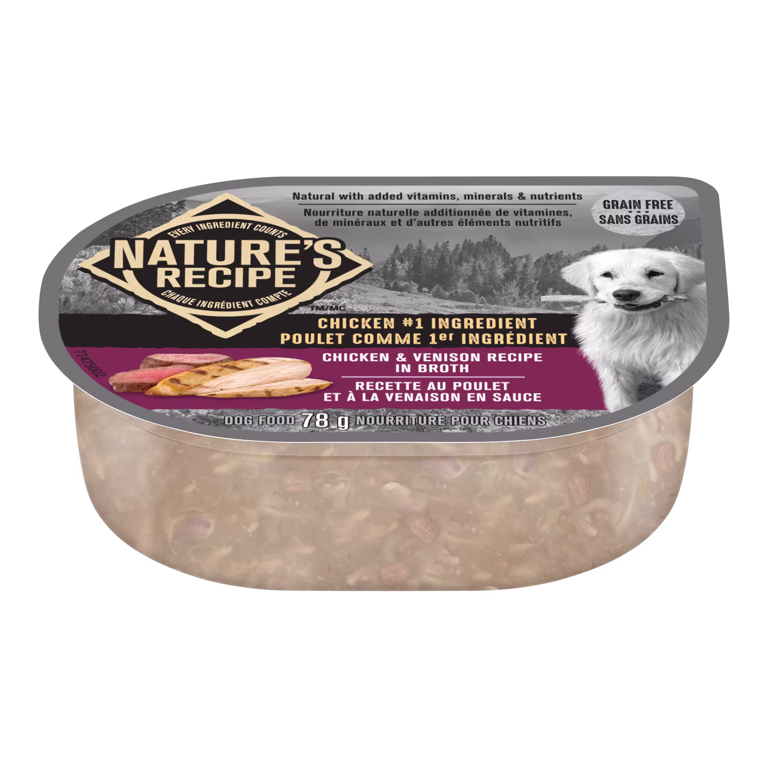 Poulet et venaison en sauce pour chien