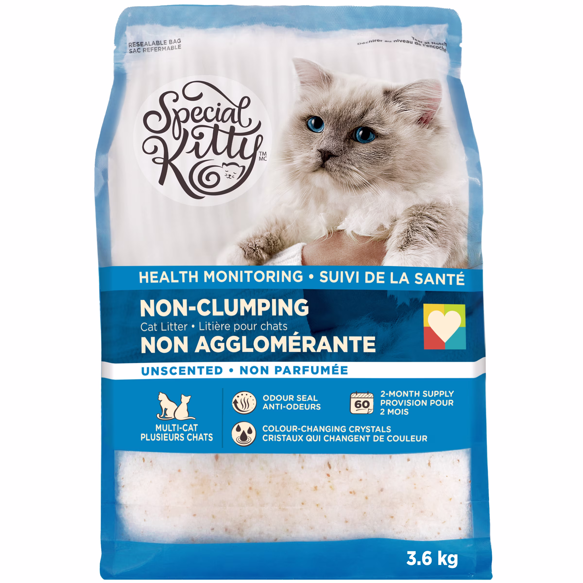 Special kitty health monitoring non-clumping unscented cat litter