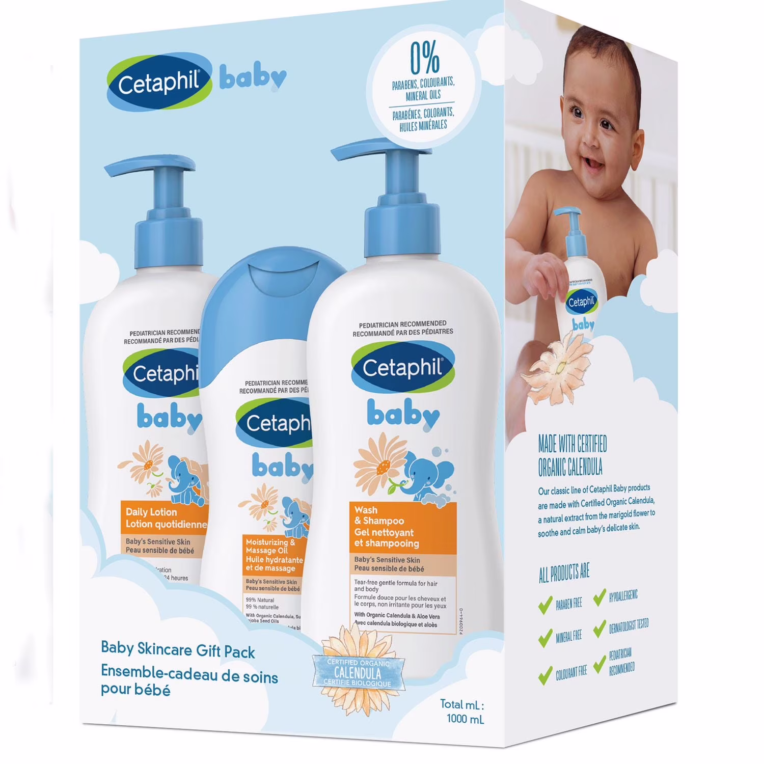 Ensemble-cadeau de soins de la peau de cetaphil baby 1050mg