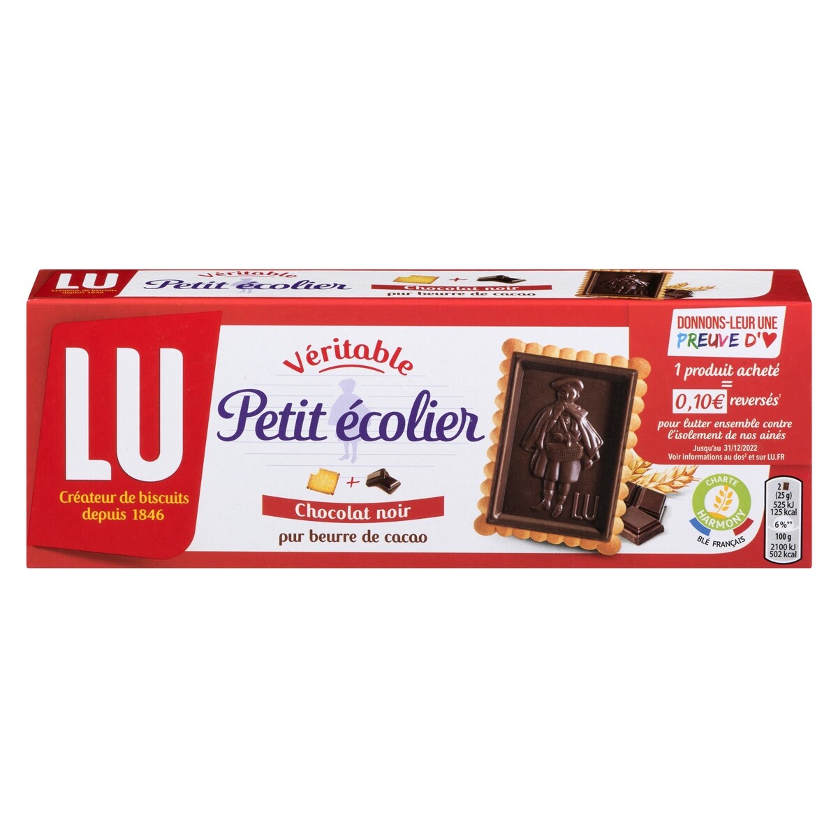 Petit écolier petit beurre avec tablette de chocolat fin