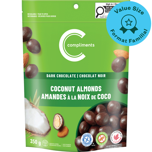 Compliments Amandes chocolat noir noix de coco couvert 350 g