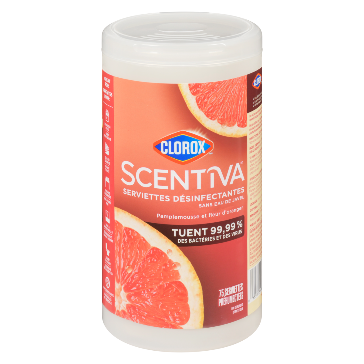 Serviettes désinfectantes pamplemousse et fleur d'oranger
