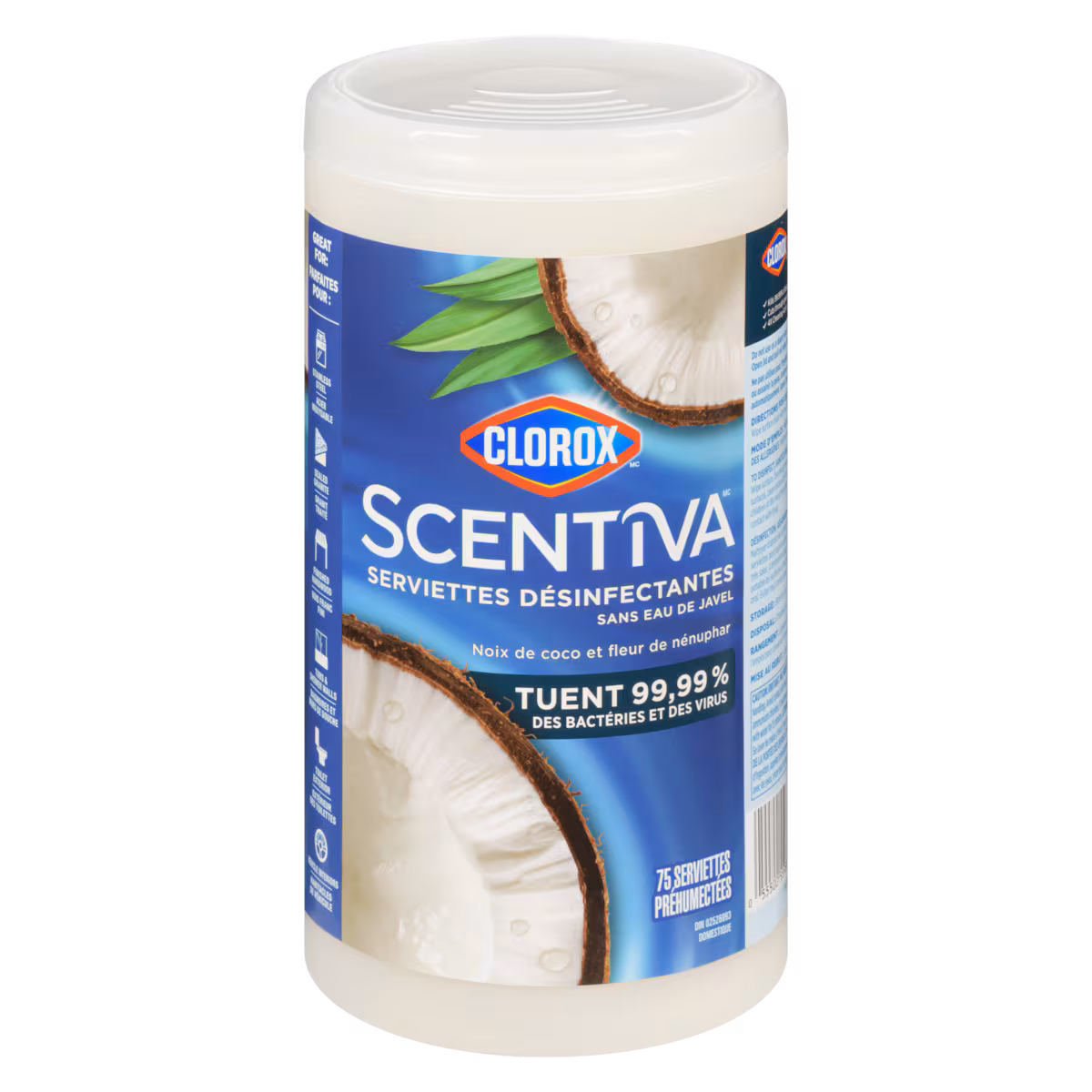 Serviettes désinfectantes noix de coco et fleur de nénuphar