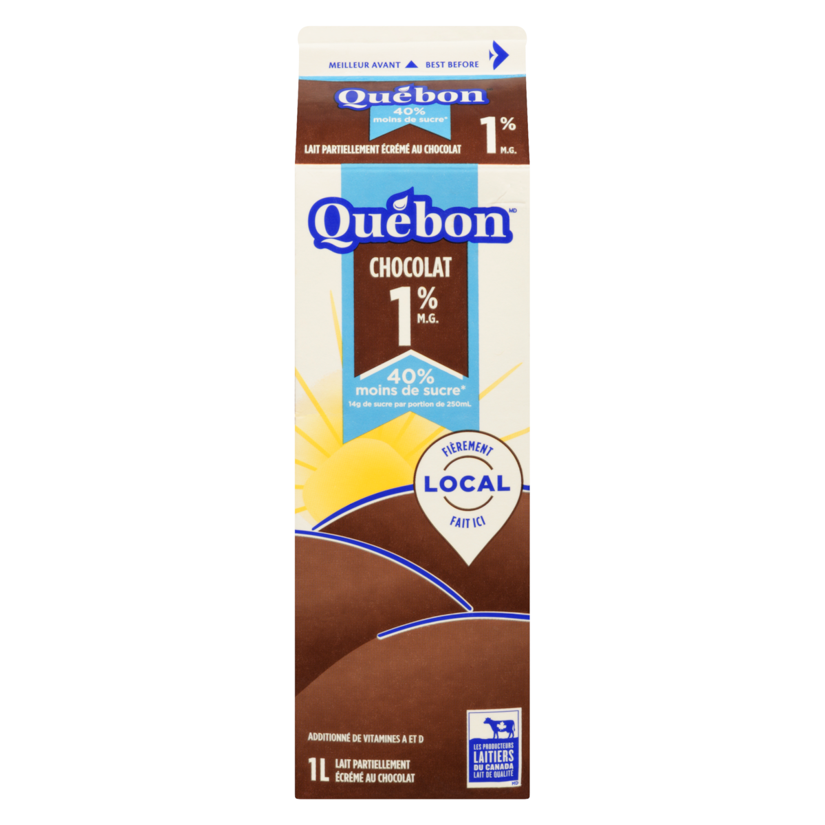 Lait partiellement écrémé au chocolat 1 % m.g.