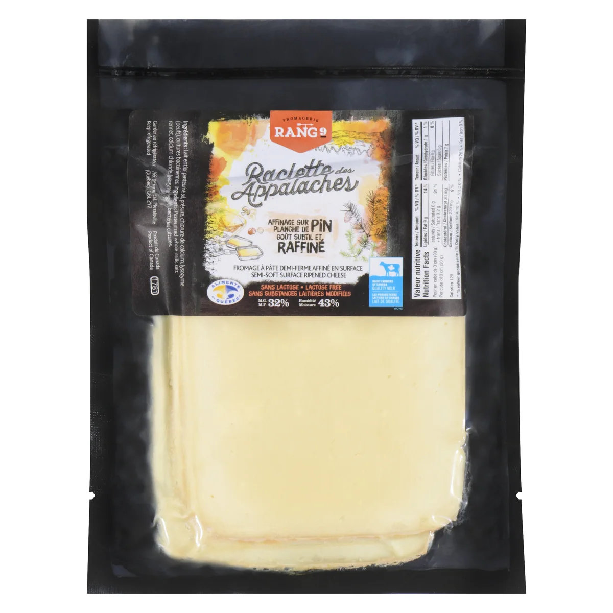 Fromage Raclette des Appalaches en tranches