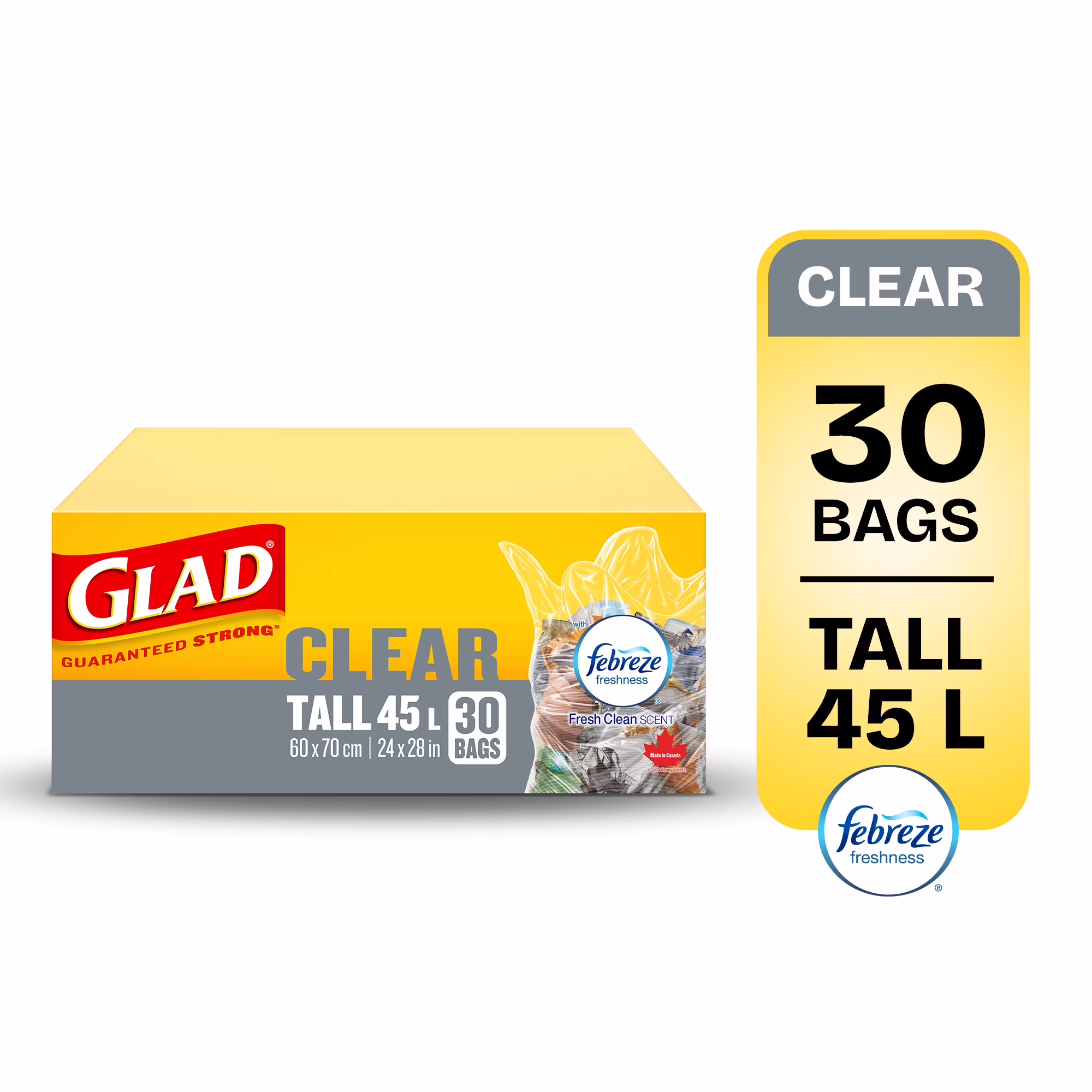 Sacs longs et transparents kitchen catchers de glad à nœud facile 30 sacs