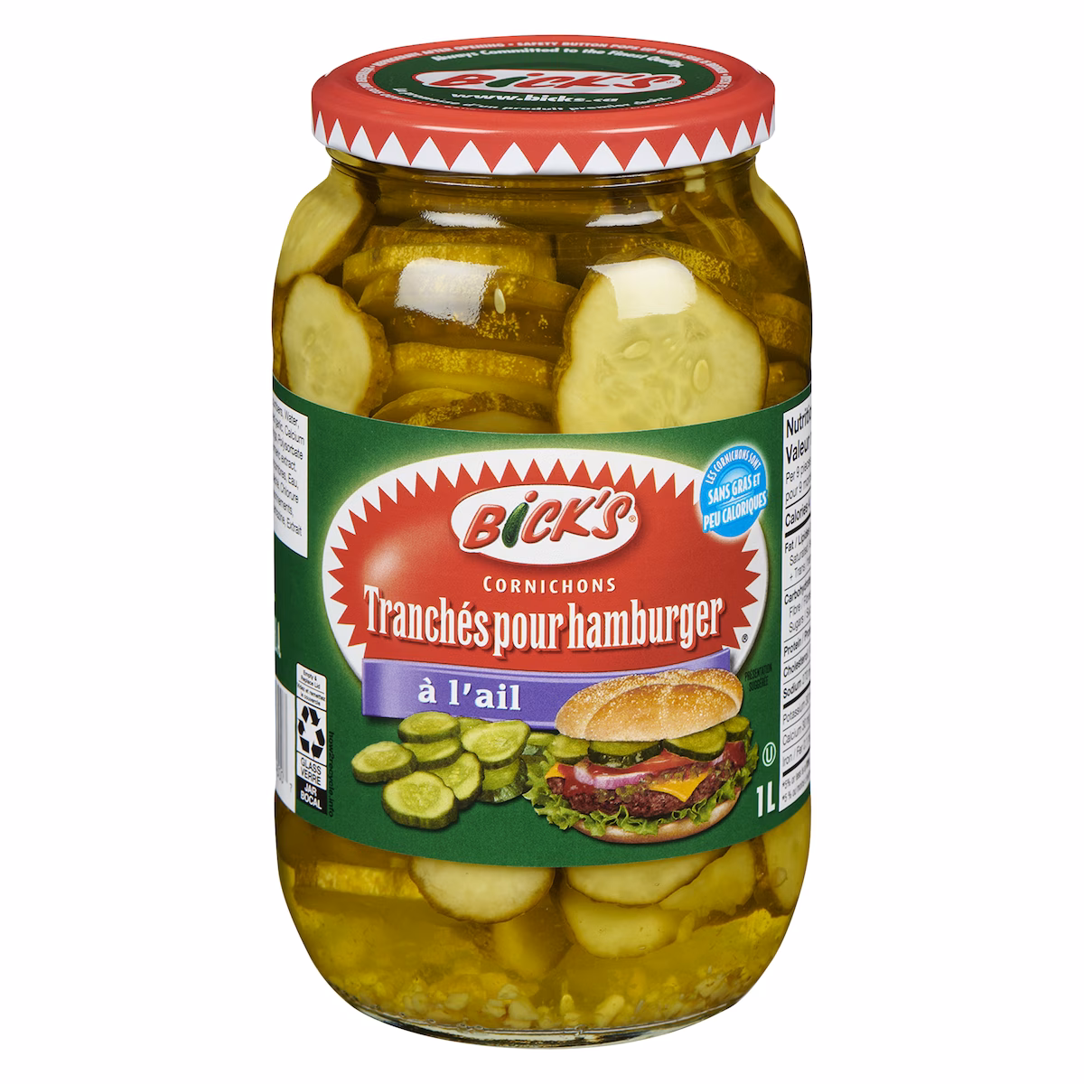 Cornichons tranchés pour hamburger à l'ail