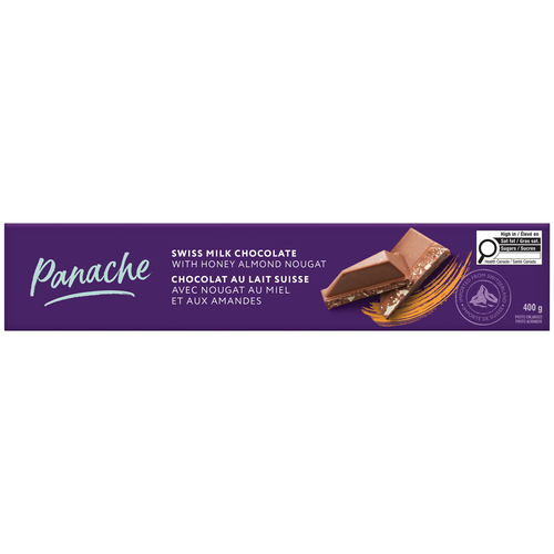 Panache Chocolat au lait suisse avec miel amandes et nougat 400 g