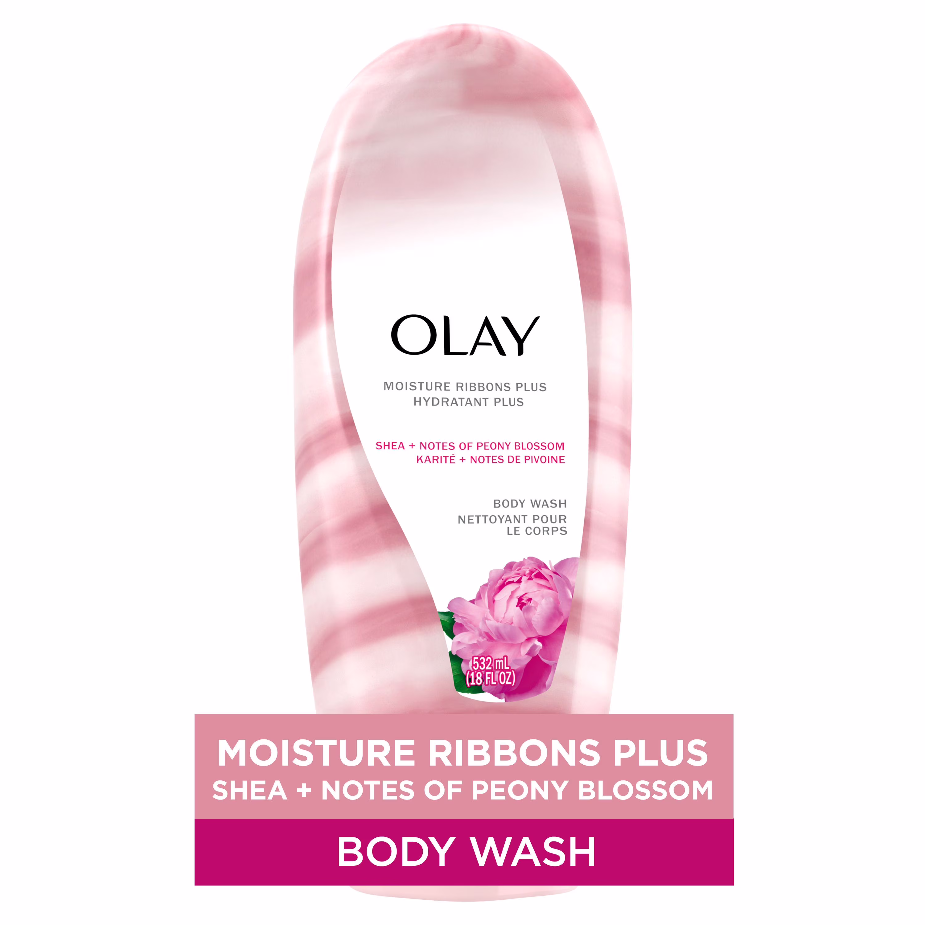 Olay moisture ribbons plus karité + notes de pivoine nettoyant pour le corps