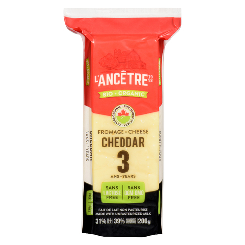 L'Ancêtre Fromage cheddar vieilli de 3 ans biologique 200 g