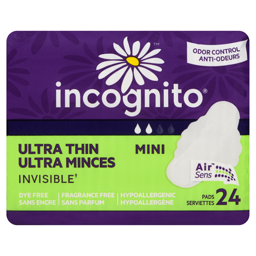 Incognito Serviettes hygiéniques ultra mince invisible mini 24 un